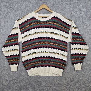 Warren Scott Pullover‎ Knit Sweater Size L 100% Cotton Colorful Geometric SPOTS